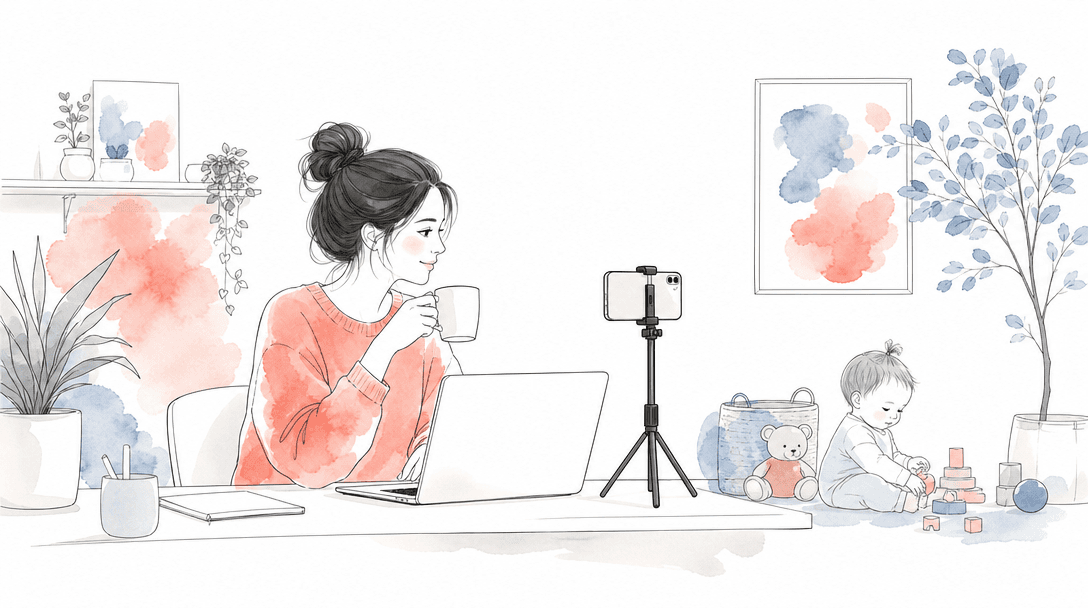 Work From Home Posting Videos Around Childcare