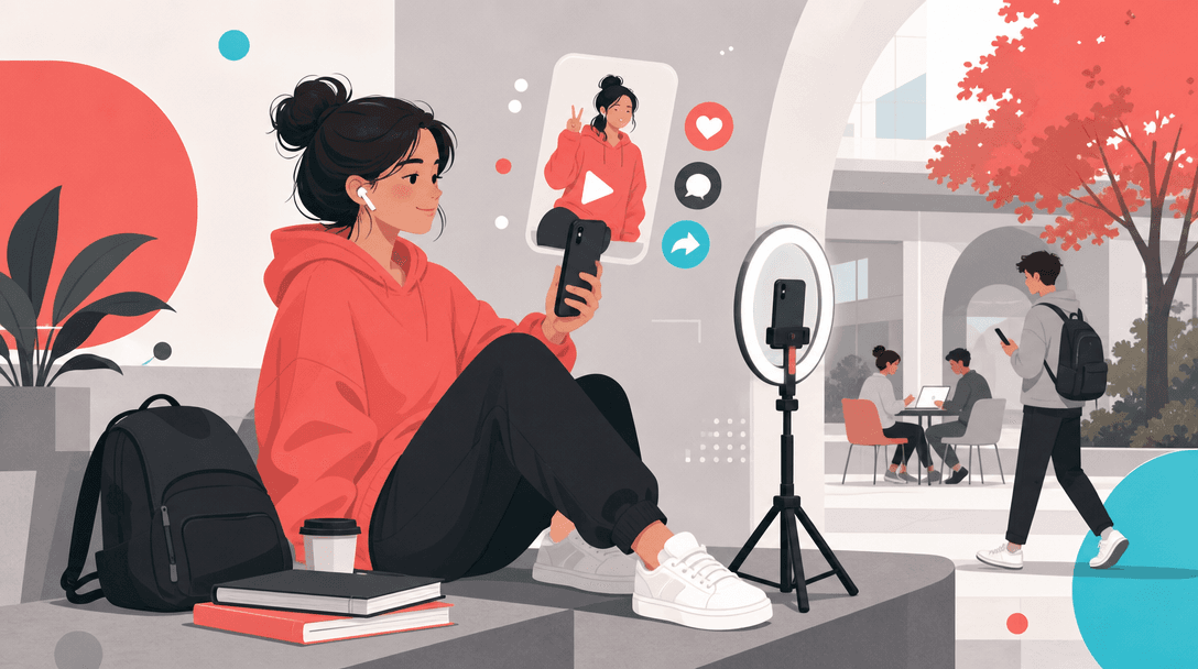 Student TikTok Posting Side Hustle Between Classes