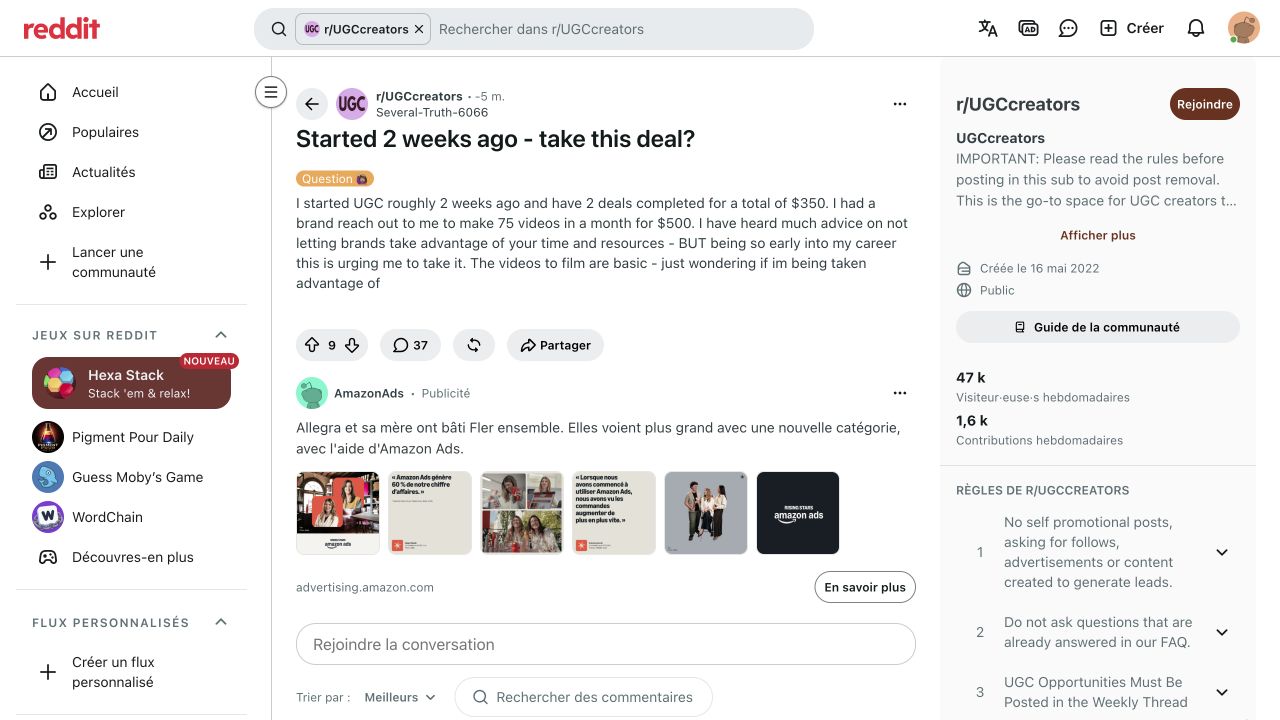A public beginner question asks about an offer of 75 videos for $500